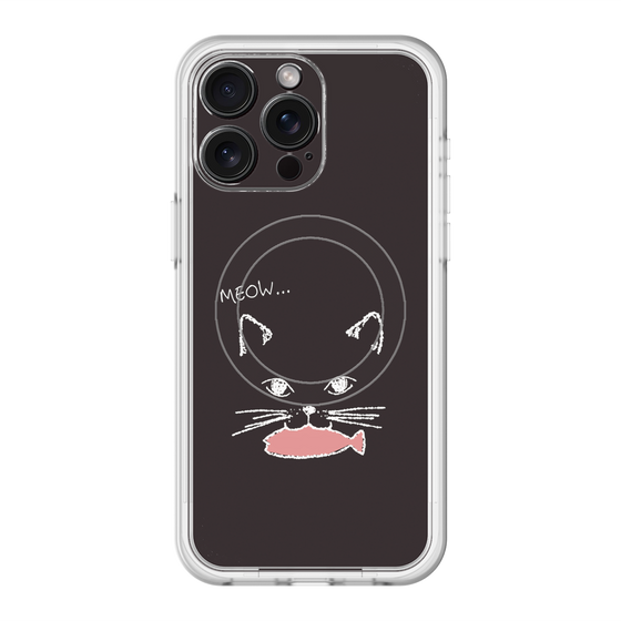 スリムプロテクションプレミアムケース with MagSafe［ 食いしん坊なねこ - Black ］