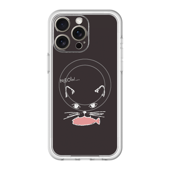 スリムプロテクションプレミアムケース with MagSafe［ 食いしん坊なねこ - Black ］
