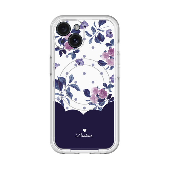スリムプロテクションプレミアムケース with MagSafe［ ツインドットフラワー - Navy ］