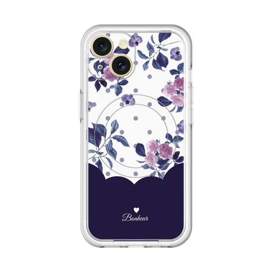 スリムプロテクションプレミアムケース with MagSafe［ ツインドットフラワー - Navy ］
