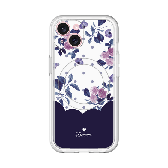 スリムプロテクションプレミアムケース with MagSafe［ ツインドットフラワー - Navy ］