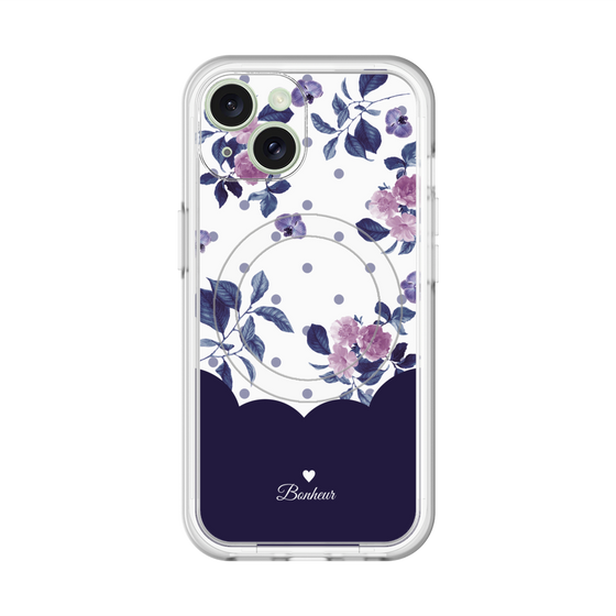 スリムプロテクションプレミアムケース with MagSafe［ ツインドットフラワー - Navy ］