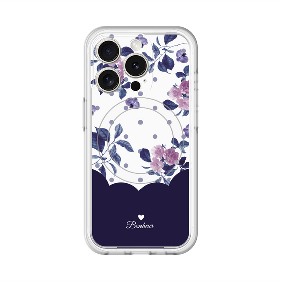 スリムプロテクションプレミアムケース with MagSafe［ ツインドットフラワー - Navy ］