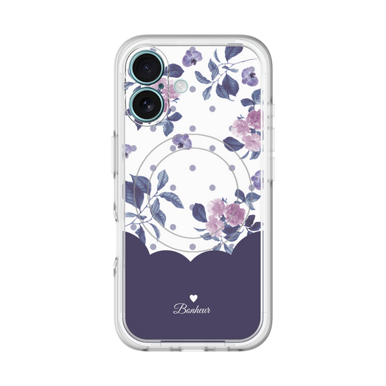 スリムプロテクションプレミアムケース with MagSafe［ ツインドットフラワー - Navy ］