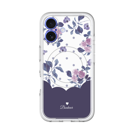 スリムプロテクションプレミアムケース with MagSafe［ ツインドットフラワー - Navy ］