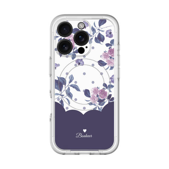 スリムプロテクションプレミアムケース with MagSafe［ ツインドットフラワー - Navy ］