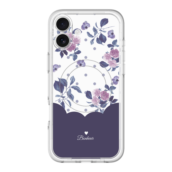 スリムプロテクションプレミアムケース with MagSafe［ ツインドットフラワー - Navy ］