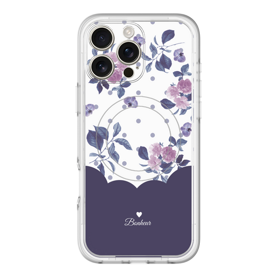 スリムプロテクションプレミアムケース with MagSafe［ ツインドットフラワー - Navy ］