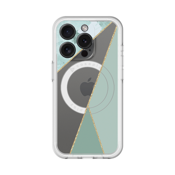 スリムプロテクションプレミアムケース with MagSafe［ マーブルトライアングルパレット - Green ］