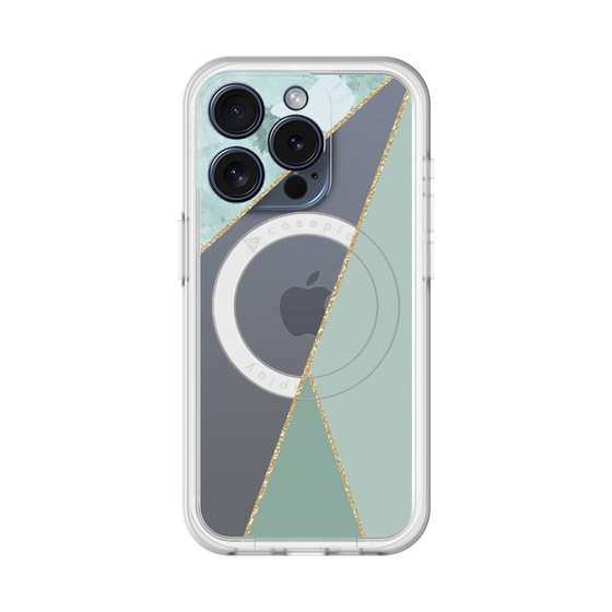 スリムプロテクションプレミアムケース with MagSafe［ マーブルトライアングルパレット - Green ］