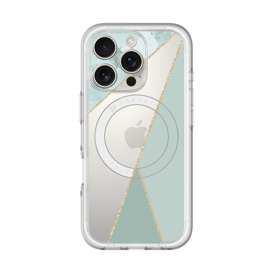 スリムプロテクションプレミアムケース with MagSafe［ マーブルトライアングルパレット - Green ］