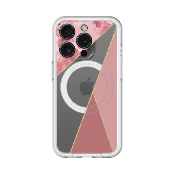 スリムプロテクションプレミアムケース with MagSafe［ マーブルトライアングルパレット - Pink ］