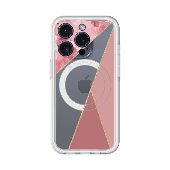 スリムプロテクションプレミアムケース with MagSafe［ マーブルトライアングルパレット - Pink ］