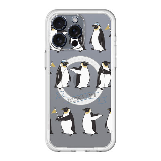 スリムプロテクションプレミアムケース with MagSafe［ キュートペンギンマーチ ］