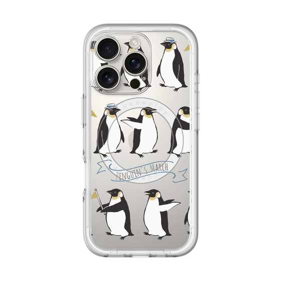 スリムプロテクションプレミアムケース with MagSafe［ キュートペンギンマーチ ］