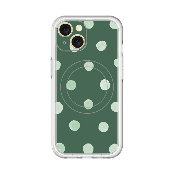 スリムプロテクションプレミアムケース with MagSafe［ 水彩ドット・レトロカラー - Green ］