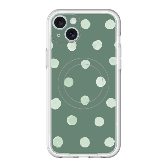 スリムプロテクションプレミアムケース with MagSafe［ 水彩ドット・レトロカラー - Green ］