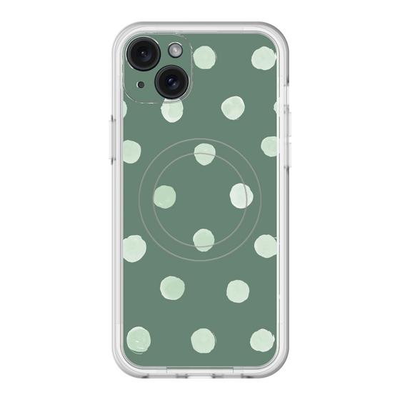 スリムプロテクションプレミアムケース with MagSafe［ 水彩ドット・レトロカラー - Green ］