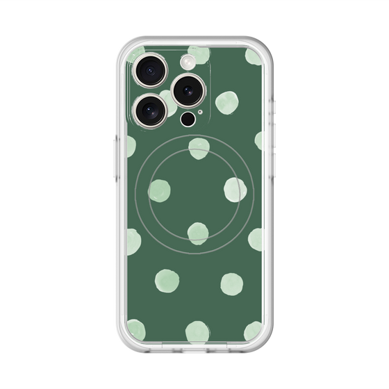 スリムプロテクションプレミアムケース with MagSafe［ 水彩ドット・レトロカラー - Green ］