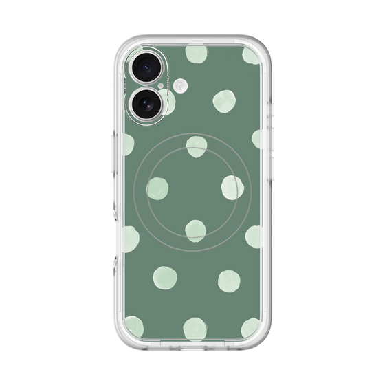 スリムプロテクションプレミアムケース with MagSafe［ 水彩ドット・レトロカラー - Green ］