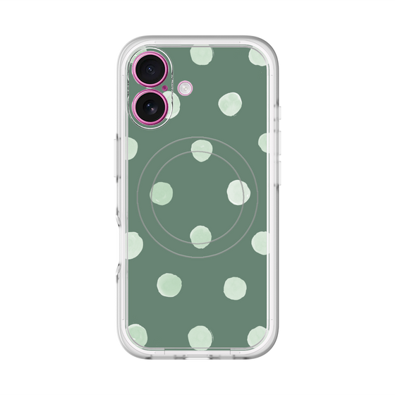 スリムプロテクションプレミアムケース with MagSafe［ 水彩ドット・レトロカラー - Green ］