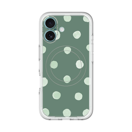 スリムプロテクションプレミアムケース with MagSafe［ 水彩ドット・レトロカラー - Green ］