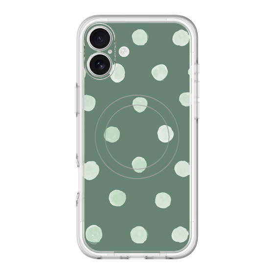 スリムプロテクションプレミアムケース with MagSafe［ 水彩ドット・レトロカラー - Green ］