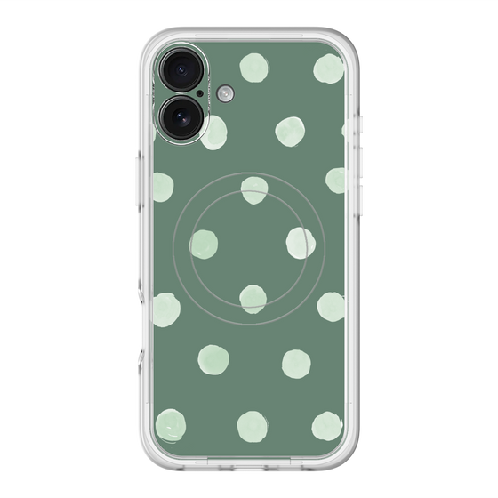 スリムプロテクションプレミアムケース with MagSafe［ 水彩ドット・レトロカラー - Green ］