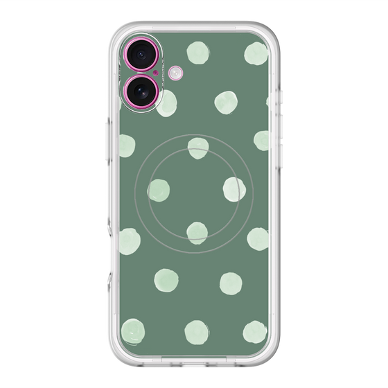 スリムプロテクションプレミアムケース with MagSafe［ 水彩ドット・レトロカラー - Green ］
