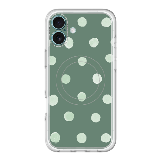 スリムプロテクションプレミアムケース with MagSafe［ 水彩ドット・レトロカラー - Green ］