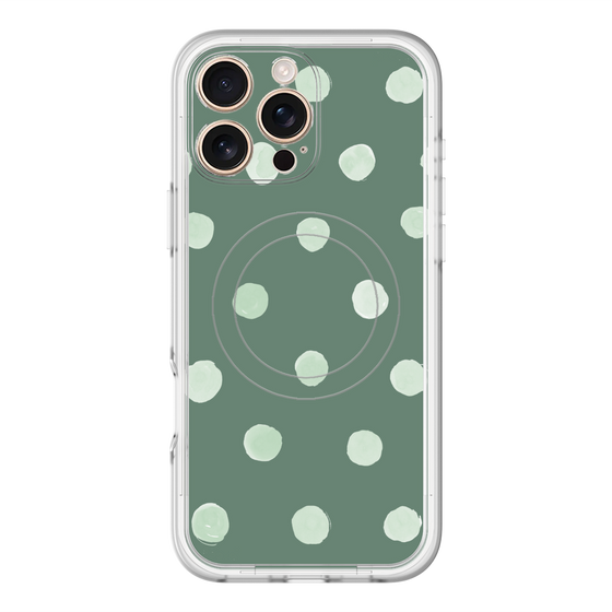 スリムプロテクションプレミアムケース with MagSafe［ 水彩ドット・レトロカラー - Green ］