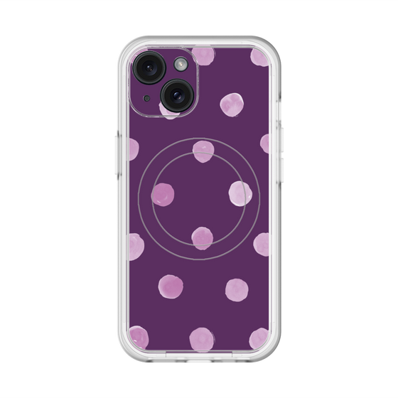スリムプロテクションプレミアムケース with MagSafe［ 水彩ドット・レトロカラー - Purple ］