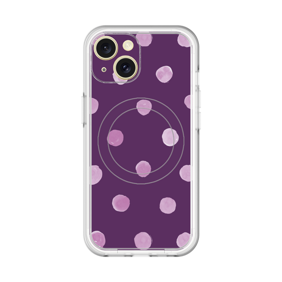 スリムプロテクションプレミアムケース with MagSafe［ 水彩ドット・レトロカラー - Purple ］