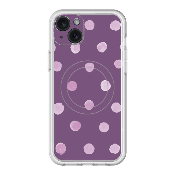 スリムプロテクションプレミアムケース with MagSafe［ 水彩ドット・レトロカラー - Purple ］