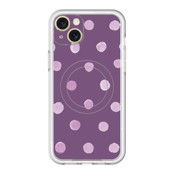 スリムプロテクションプレミアムケース with MagSafe［ 水彩ドット・レトロカラー - Purple ］