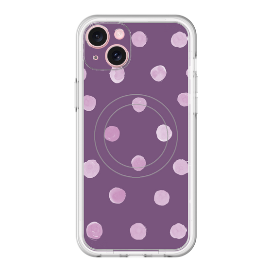 スリムプロテクションプレミアムケース with MagSafe［ 水彩ドット・レトロカラー - Purple ］