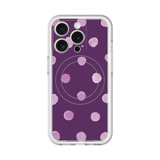 スリムプロテクションプレミアムケース with MagSafe［ 水彩ドット・レトロカラー - Purple ］