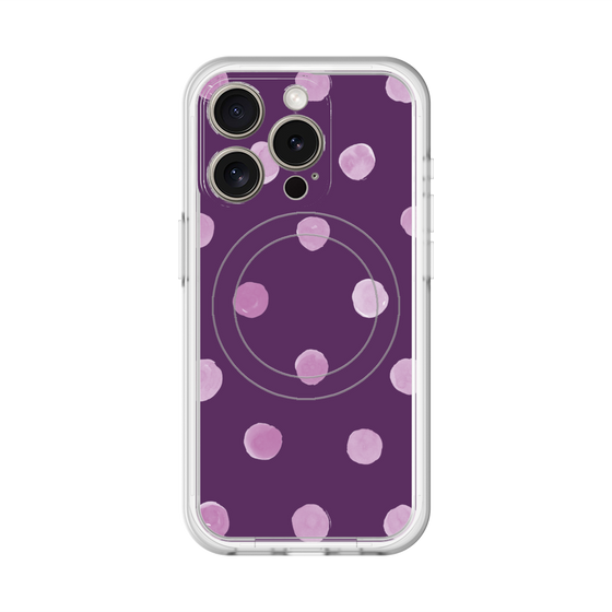 スリムプロテクションプレミアムケース with MagSafe［ 水彩ドット・レトロカラー - Purple ］