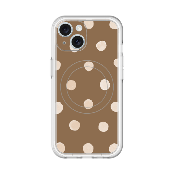 スリムプロテクションプレミアムケース with MagSafe［ 水彩ドット・レトロカラー - Brown ］