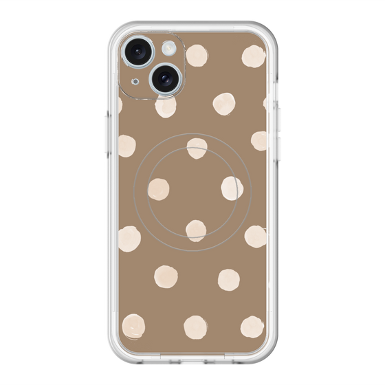 スリムプロテクションプレミアムケース with MagSafe［ 水彩ドット・レトロカラー - Brown ］