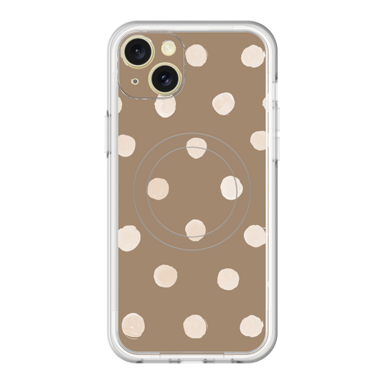 スリムプロテクションプレミアムケース with MagSafe［ 水彩ドット・レトロカラー - Brown ］