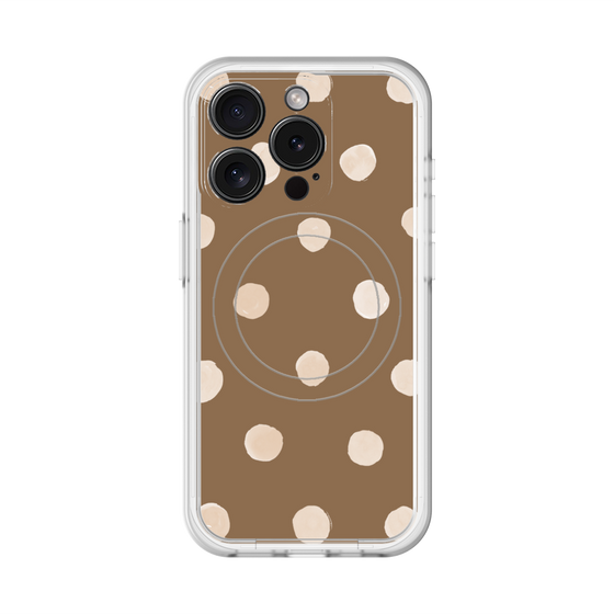スリムプロテクションプレミアムケース with MagSafe［ 水彩ドット・レトロカラー - Brown ］