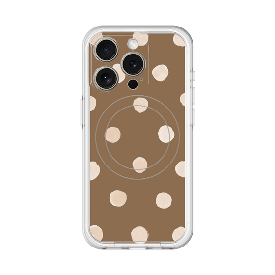 スリムプロテクションプレミアムケース with MagSafe［ 水彩ドット・レトロカラー - Brown ］