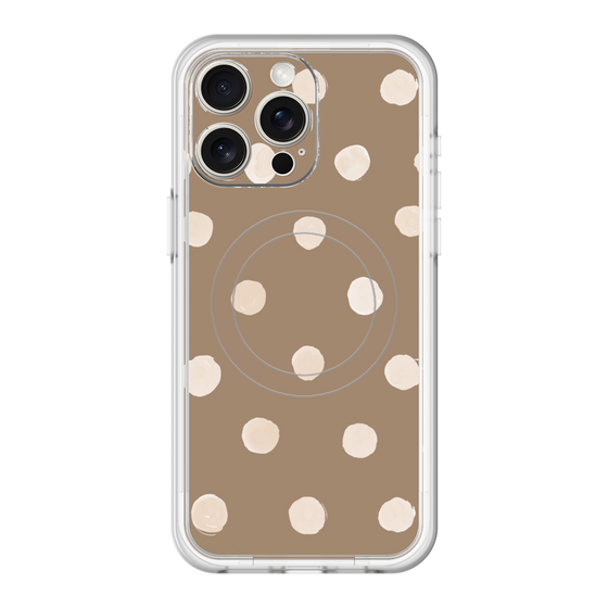 スリムプロテクションプレミアムケース with MagSafe［ 水彩ドット・レトロカラー - Brown ］