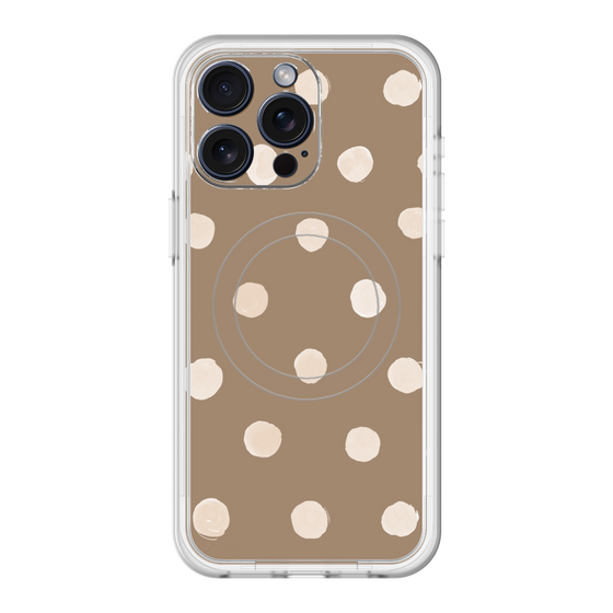 スリムプロテクションプレミアムケース with MagSafe［ 水彩ドット・レトロカラー - Brown ］