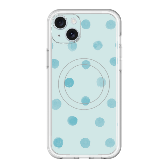スリムプロテクションプレミアムケース with MagSafe［ 水彩ドット・レトロカラー - Light Blue ］