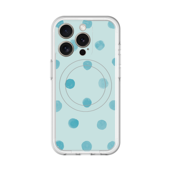 スリムプロテクションプレミアムケース with MagSafe［ 水彩ドット・レトロカラー - Light Blue ］