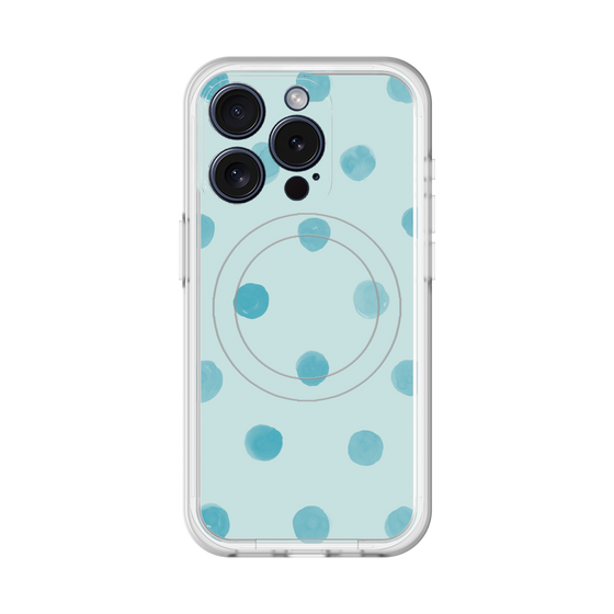 スリムプロテクションプレミアムケース with MagSafe［ 水彩ドット・レトロカラー - Light Blue ］
