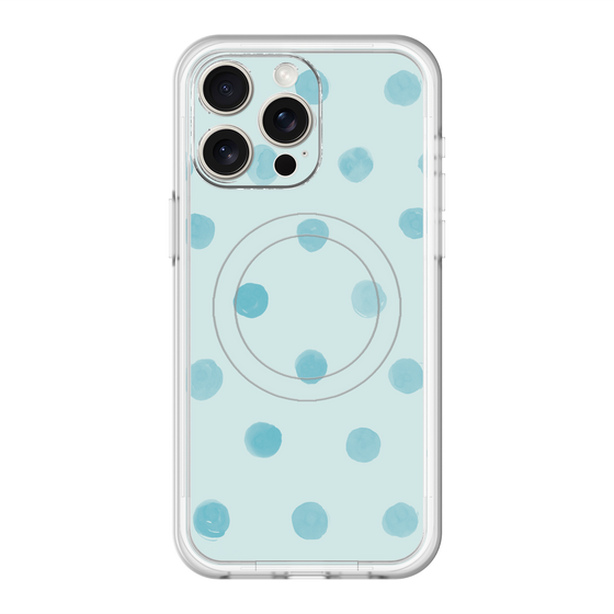 スリムプロテクションプレミアムケース with MagSafe［ 水彩ドット・レトロカラー - Light Blue ］