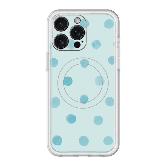 スリムプロテクションプレミアムケース with MagSafe［ 水彩ドット・レトロカラー - Light Blue ］